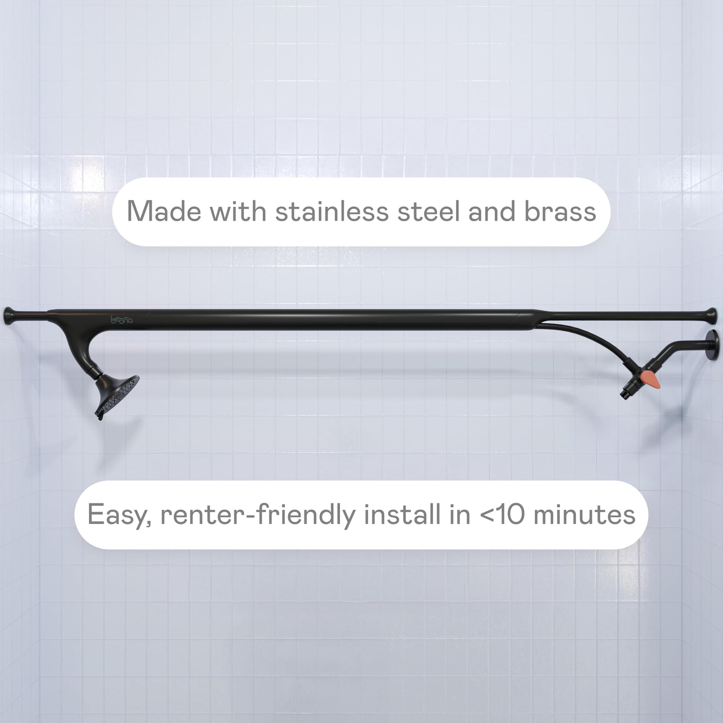 BOONA - The Original Tandem Shower | As Seen On Shark Tank | Double Shower Head for Couples, High Pressure Dual Shower Heads (One Showerhead, Midnight Black)