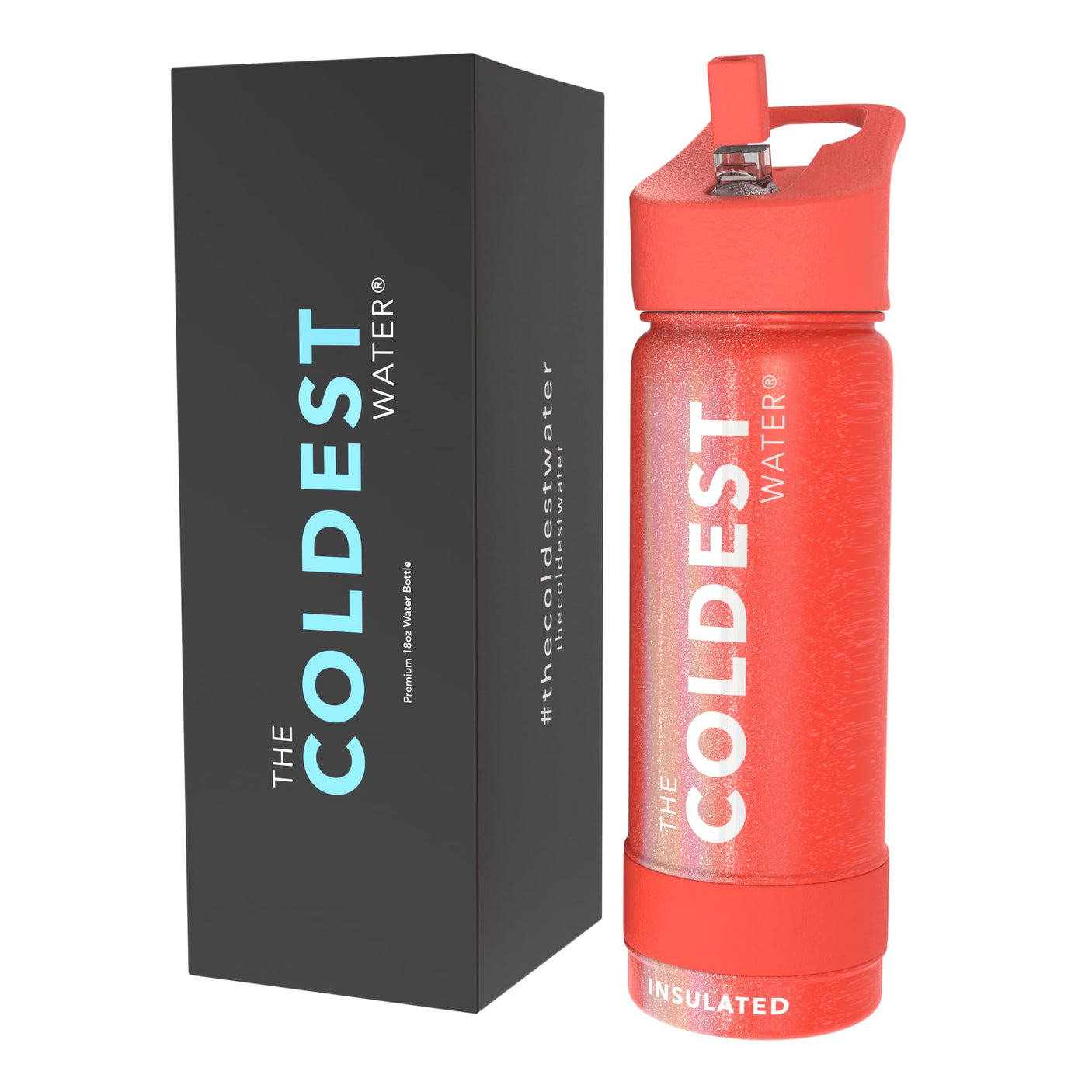 Coldest Insulated Water Bottle with Straw Lid - Stainless Steel Metal Thermos for Men & Women (Matte Black, 32 oz)