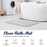 Stone Bath Mat, Diatomaceous Earth Shower Mat, Non-Slip Super Absorbent Quick Drying Bathroom Floor Mat, Natural, Easy to Clean (23.6 x 15.35 Darkgrey)