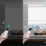 Motorized Smart Blind for Window with Remote Control, Automatic Blackout Roller Shade Customizable Size,with Valance Child Safety Rechargeable Battery Blinds (Full Blackout Black)
