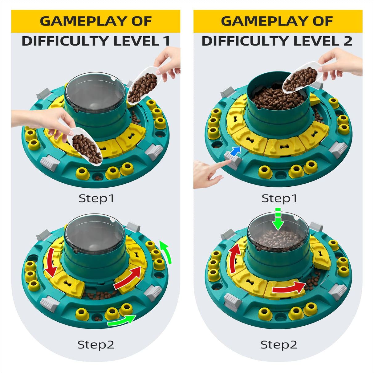 KADTC Dog Puzzle Toys Level 4 in 1 Advance Complicated for Smart Dogs Interactive Puppy Brain Mental Stimulation Game Boredom Enrichment Self Play Slow Feeder Food Feeding Dispenser Treat Puzzles Toy