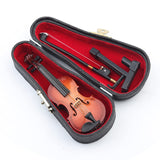 Wooden Miniature Violin with Stand, Bow and Case Mini Musical Instrument Violin Replica Collectible Figurines Dollhouse Accessories Model Home Decoration Display Ornament (3.15"x1.18"x0.59")
