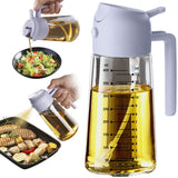 TrendPlain 16oz/470ml Glass Olive Oil Sprayer for Cooking - 2 in 1 Olive Oil Dispenser for Kitchen Gadgets, Air Fryer, Salad, and BBQ - Navy