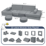 22Pcs Modular Kids Play Couch - Kids Couch for Playroom Bedroom Living Rooms Toddler Sofa for Inspiring Child Creativity，Children Convertible Foam Sofa
