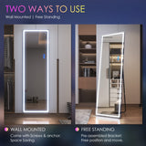 LVSOMT LED RGB Full Length Mirror, Full Body Mirror with Lights, Wall Mounted Lighted Mirror, Over The Door Hanging Mirror, 14 LED Light + Dimmable Brightness + Adjustable Speed, 47" x 16"