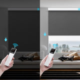 Motorized Smart Blind for Window with Remote Control, Automatic Blackout Roller Shade Customizable Size,with Valance Child Safety Rechargeable Battery Blinds (Full Blackout Black)