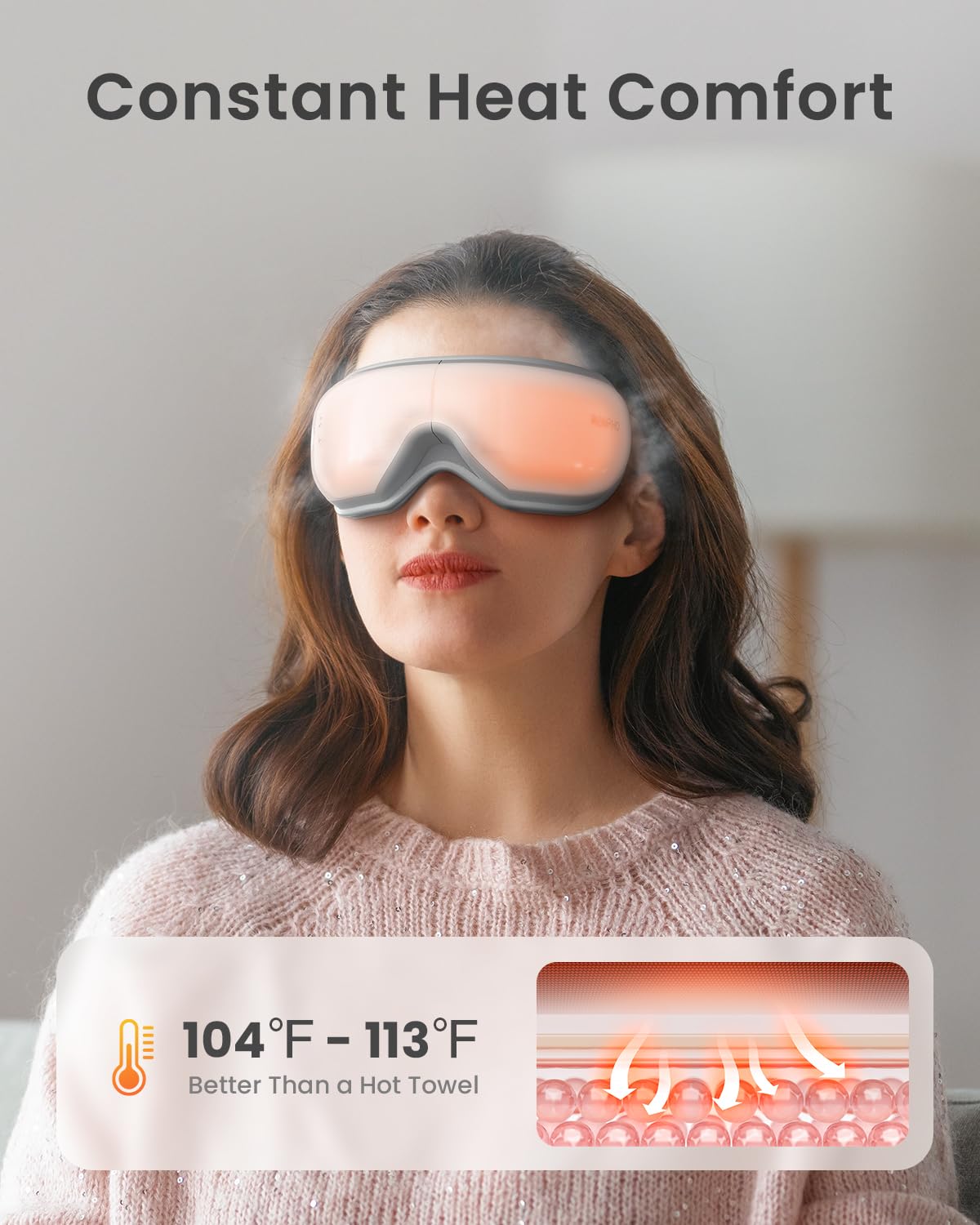 RENPHO Eye Massager, Christmas Birthday Gifts for Women Men, Eyeris 1 Eye Massager FSA HSA for Migraine, Sleep Eye Mask with Heat, Remote for Eye Strain Relief, Reduce Stye Eye, Head Massager Scalp