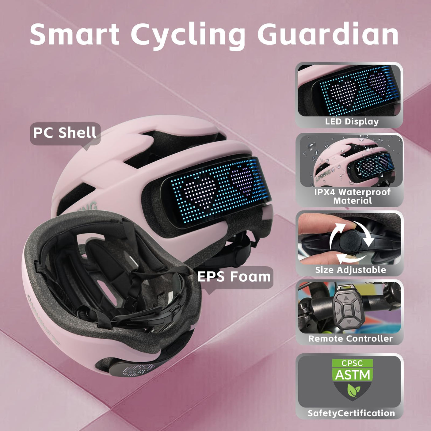 Smart Bike Helmet with Light: Bicycle Helmets for Adult Teens for Mountain & Road Cycling Electric Scooter Skateboard Skating