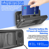 Shower Phone Holder with Wireless Bluetooth Speaker, Waterproof 480 Rotation Viewable Shower Phone Stand Case Mount Speakers for Bathroom Wall Mirro for 4"- 6.8" Cell Phones(Black)