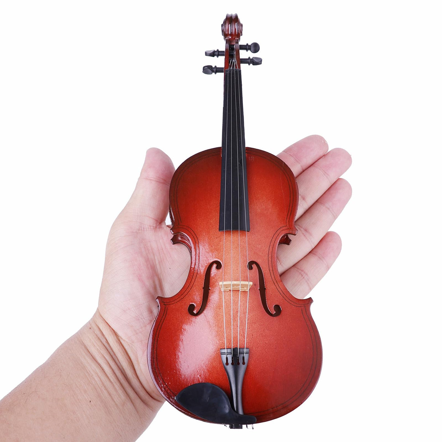 Wooden Miniature Violin with Stand, Bow and Case Mini Musical Instrument Violin Replica Collectible Figurines Dollhouse Accessories Model Home Decoration Display Ornament (3.15"x1.18"x0.59")