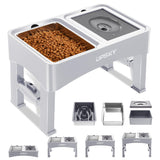 UPSKY 2-in-1 Elevated Dog Bowls Slow Feeder, 4 Height Adjustable Raised Bowls Stand, No Spill Dog Water Bowls, Anti-Slip Food and Water Bowl for Small Medium Dogs(Not Include Stainless Steel Bowl)