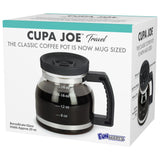 Cupa Joe Coffee Mug – 20oz Borosilicate Glass Diner Pot Mug with Spill-Proof Lid – Funny Novelty Gift for Coffee Lovers, Dads, Office, Travel & More