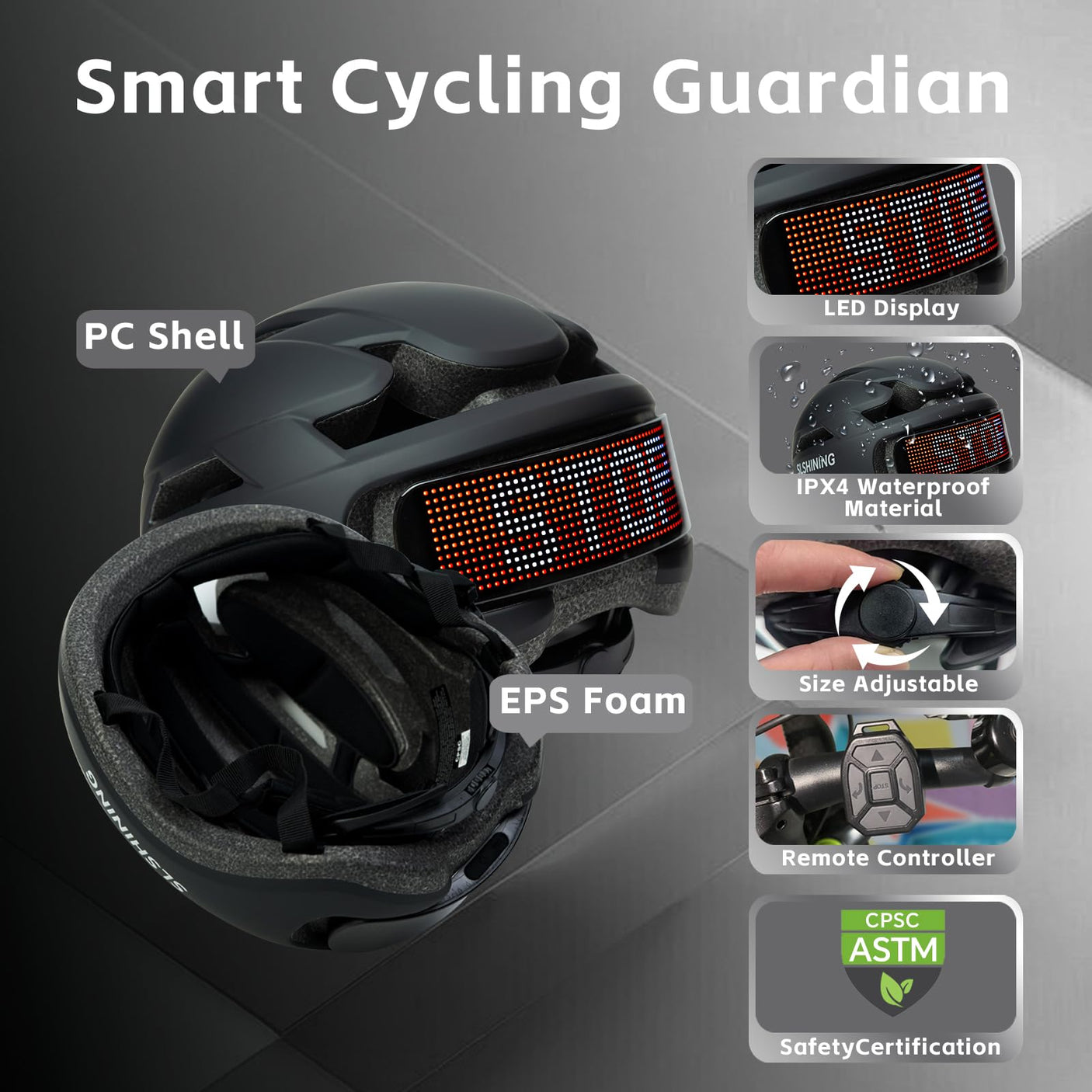 Smart Bike Helmet with Light: Bicycle Helmets for Adult Teens for Mountain & Road Cycling Electric Scooter Skateboard Skating