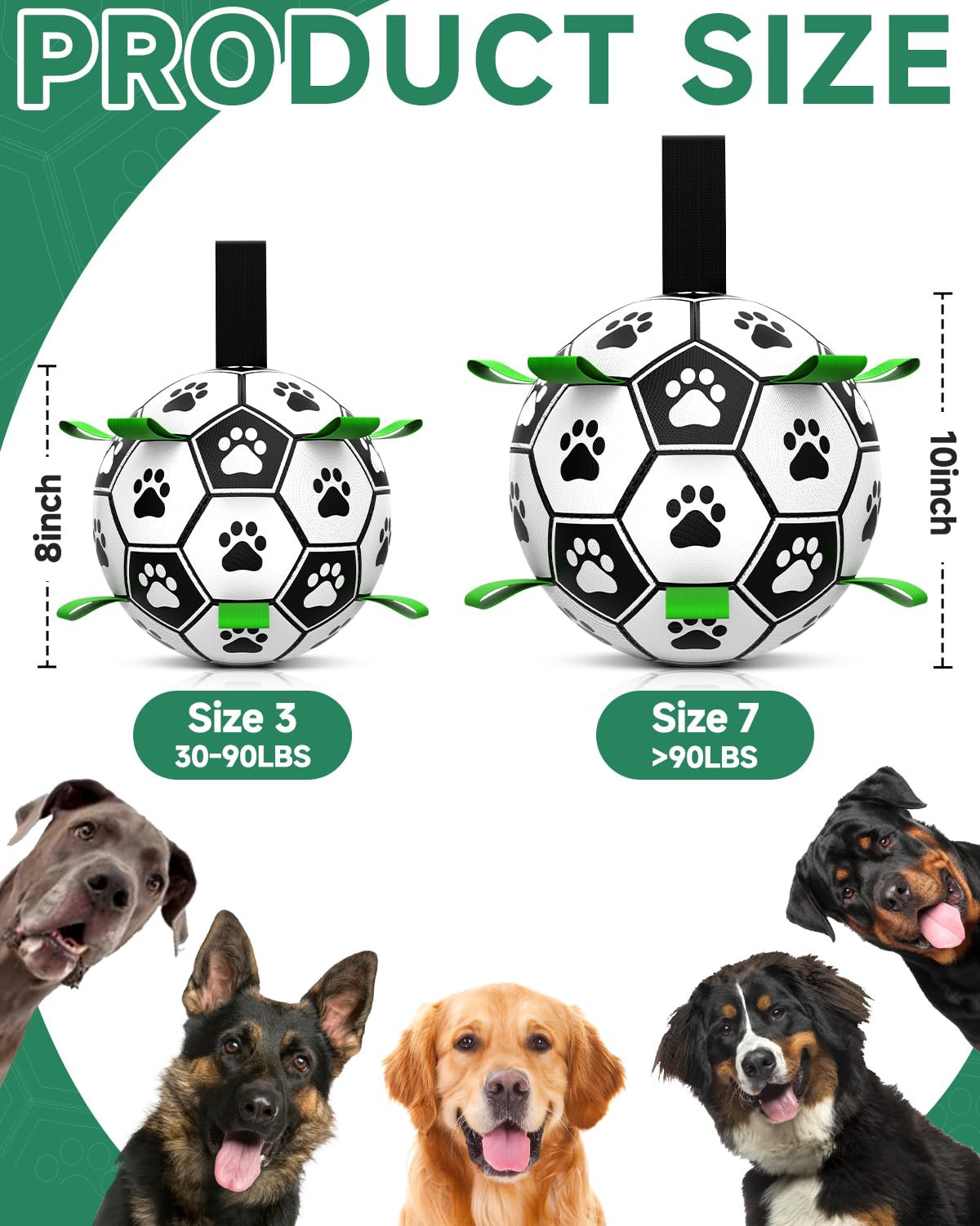 QDAN Premium Dog Toys Balls, Dog Soccer Ball with Straps, Dog Birthday Gifts, Herding Ball, Durable Balls for Small Medium Pet, Puppy Outdoor Toy, Pet Training Soccer Ball, World Cup Soccer (6 Inch)