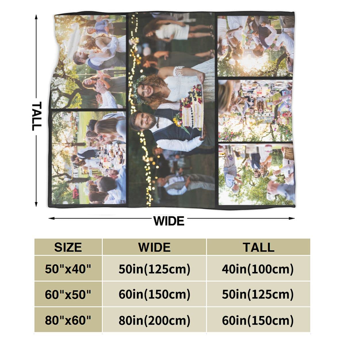 Custom Blanket with Photo Text Personalized Bedding Throw Blankets Customized Flannel Fleece Blankets for Family Birthday Wedding Gift Fits Couch Sofa Bedroom Living Room (1 Photos, 40"x50")