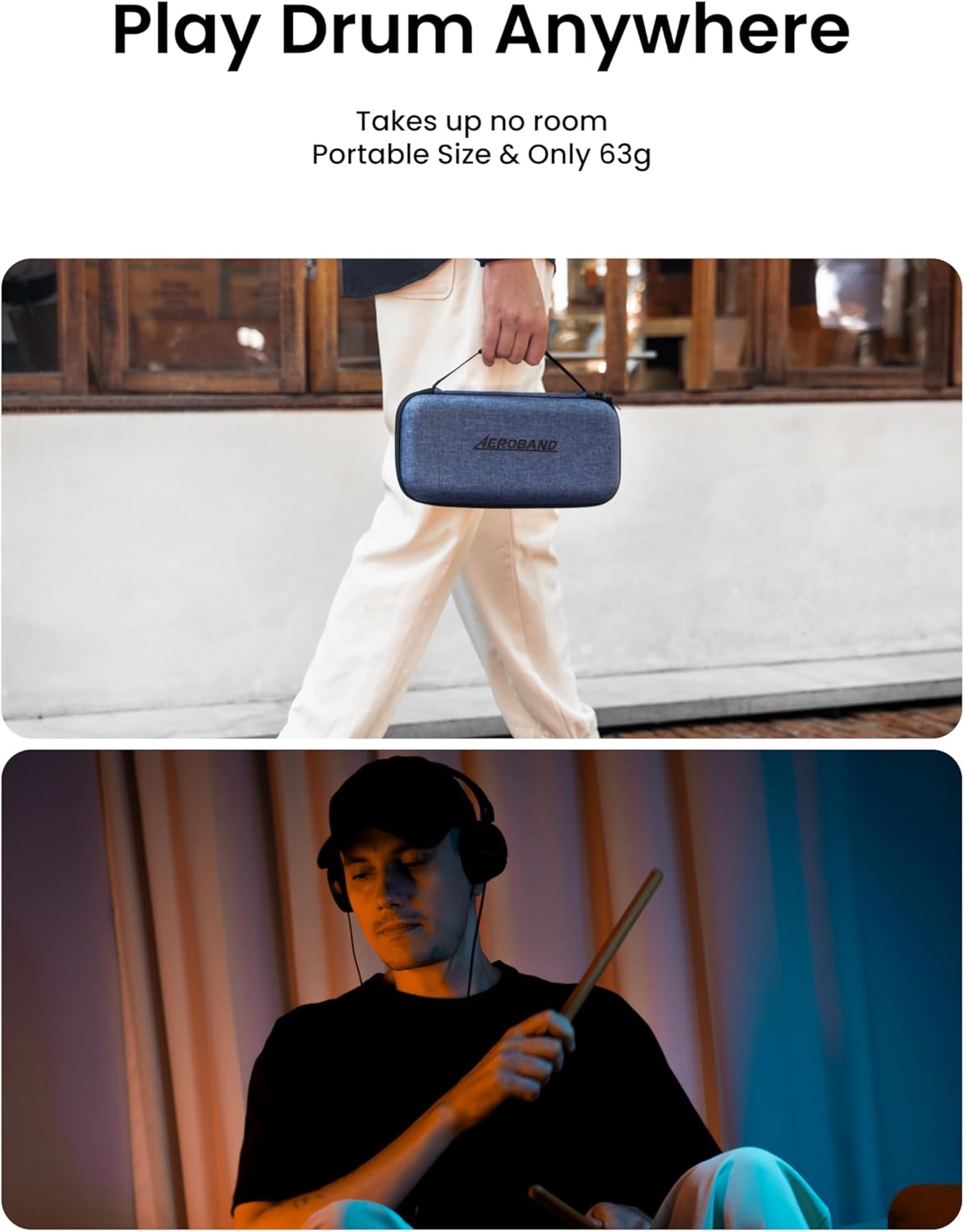 AeroBand Electronic Drum Set PocketDrum2 MAX（2025 Version）, Air Drum Sticks & Pedals & Bluetooth Adapter, Play Drum Anywhere Anytime, 8 Tones and USB Midi Teens Adult Drummer Gift (Earphone Included)