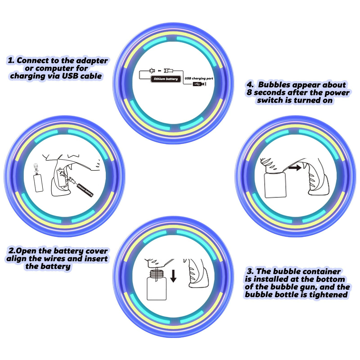 Automatic Gatling Bubble Gun,That Produces Thousands of Bubbles per Minute, Suitable for Children and Adults and Perfect for Indoor and Outdoor Birthday Parties for Girl Boy