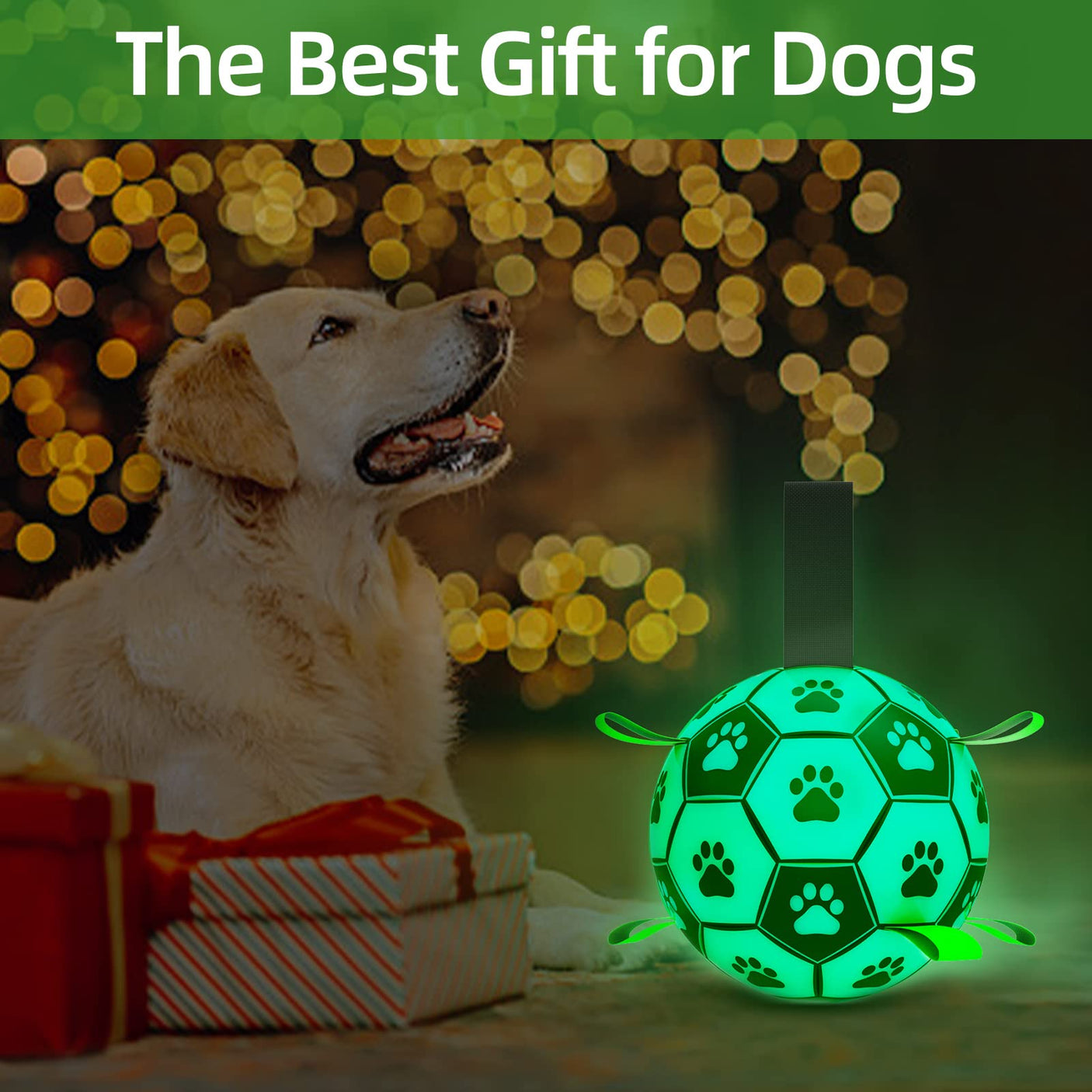 QDAN Premium Dog Toys Balls, Dog Soccer Ball with Straps, Dog Birthday Gifts, Herding Ball, Durable Balls for Small Medium Pet, Puppy Outdoor Toy, Pet Training Soccer Ball, World Cup Soccer (6 Inch)