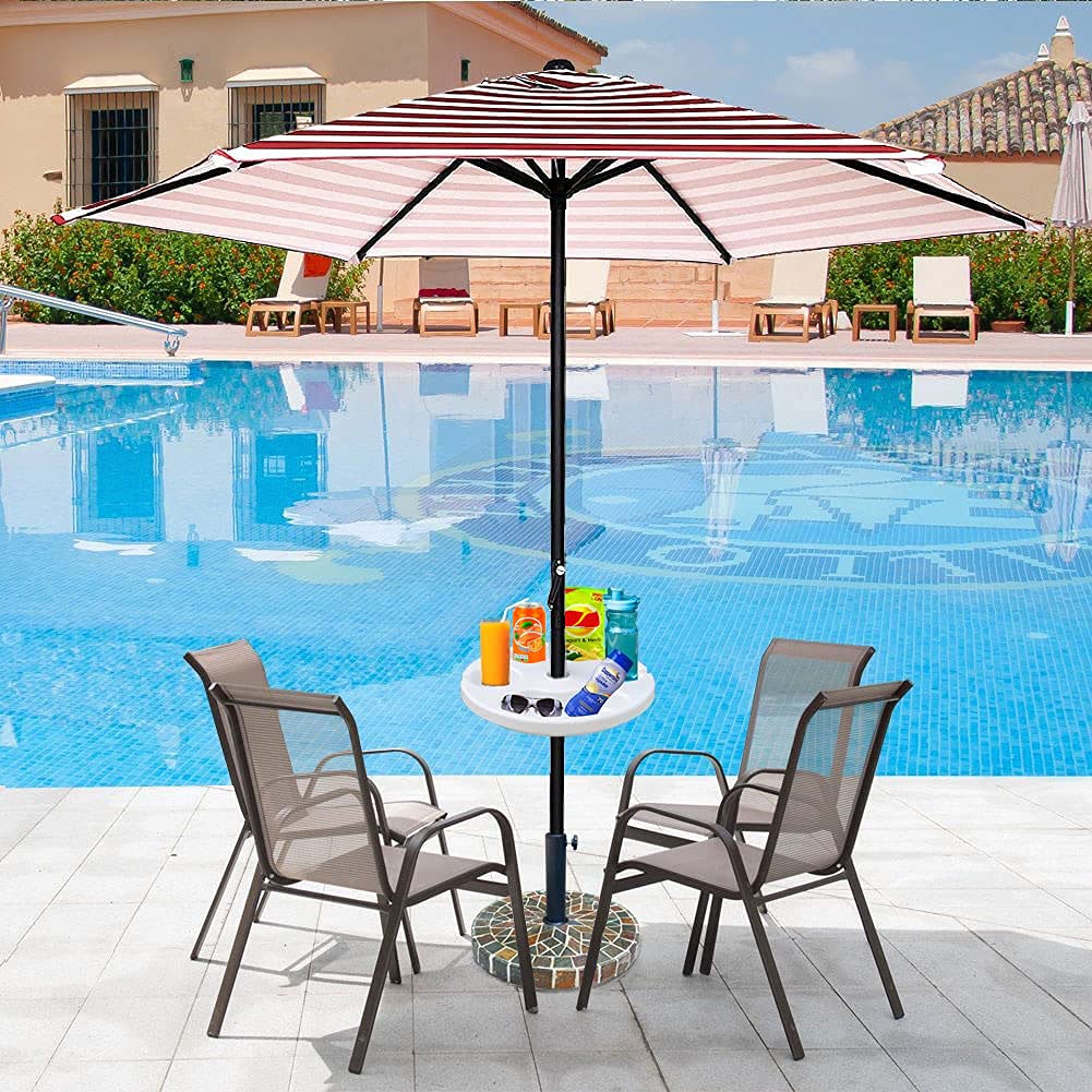 AMMSUN 13" Beach Umbrella Table Tray for Beach, Patio, Garden, Swimming Pool with Cup Holders, Snack Compartments Teal