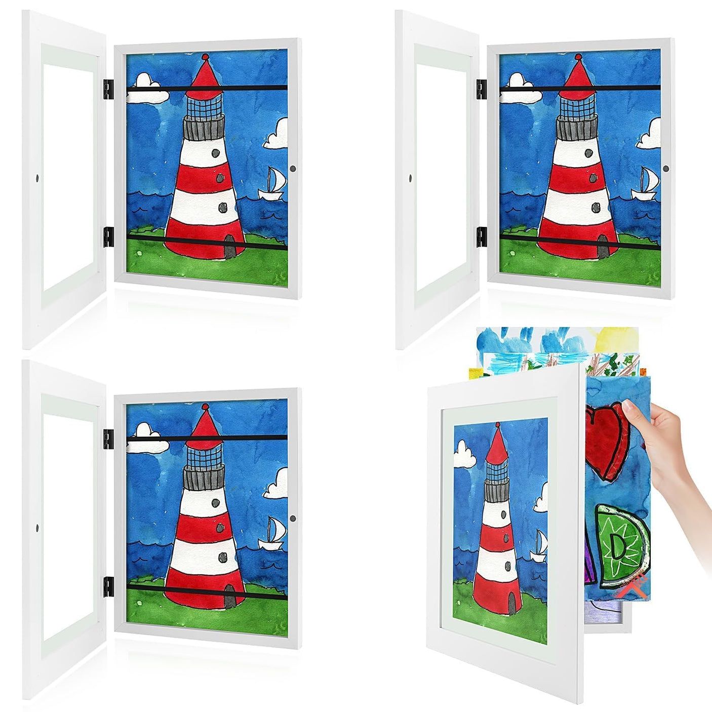 Golden State Art, 10x12.5 Kids Art Frames, Front-Opening Picture Frame Great for Kids Drawings, Artworks, Children Art Projects, Schoolwork, Home or Office (Walnut Set of 2)