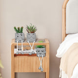 Zerzsy 3pcs Creative Artificial Succulents with Gray Flower Pots, Mini Potted Succulents for Home Office Desk Decor and Gift Choice