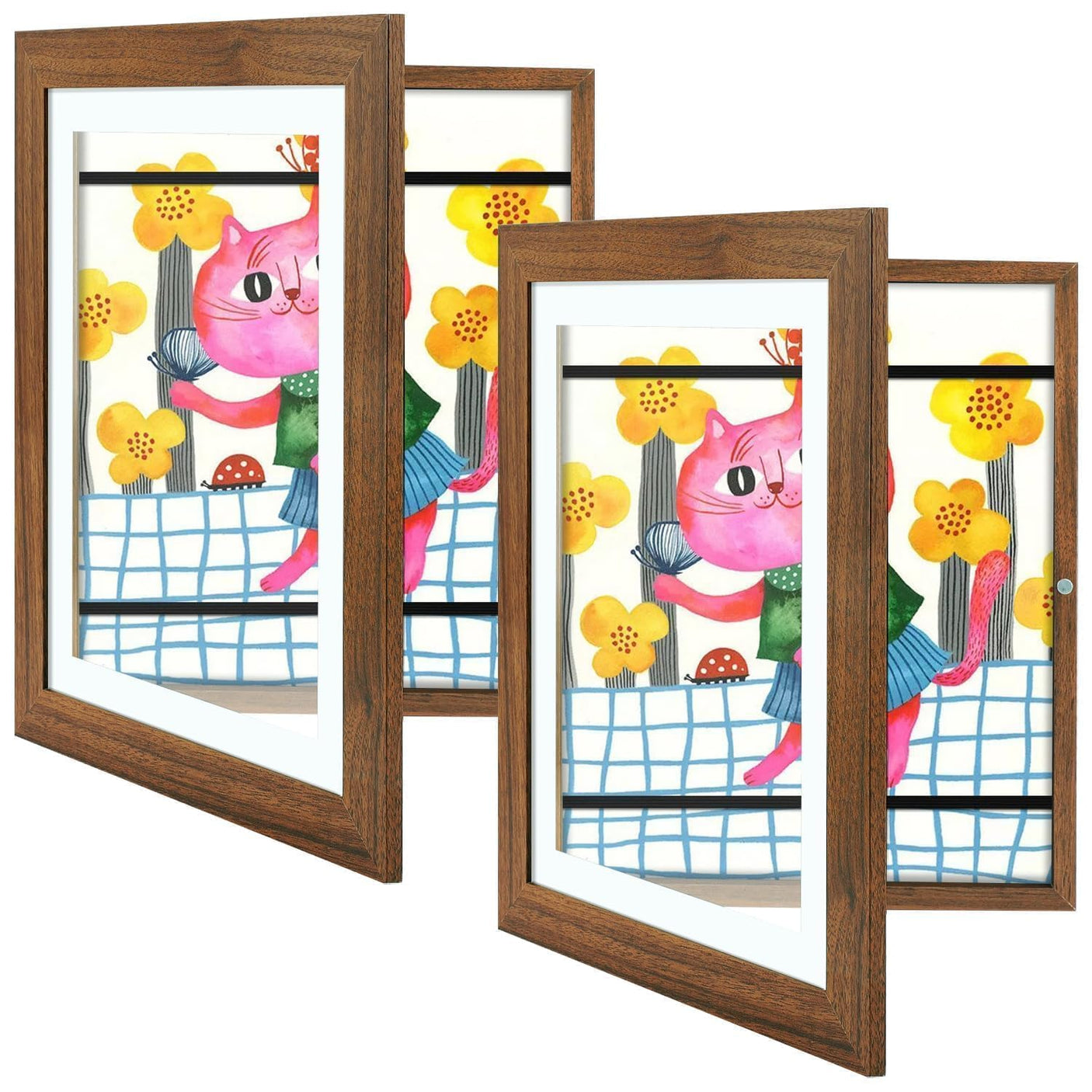Golden State Art, 10x12.5 Kids Art Frames, Front-Opening Picture Frame Great for Kids Drawings, Artworks, Children Art Projects, Schoolwork, Home or Office (Walnut Set of 2)
