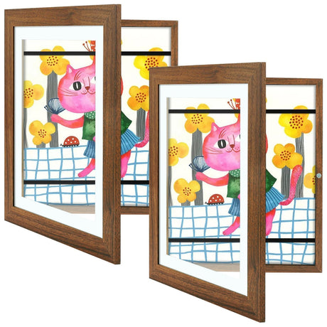Golden State Art, 10x12.5 Kids Art Frames, Front-Opening Picture Frame Great for Kids Drawings, Artworks, Children Art Projects, Schoolwork, Home or Office (Walnut Set of 2)