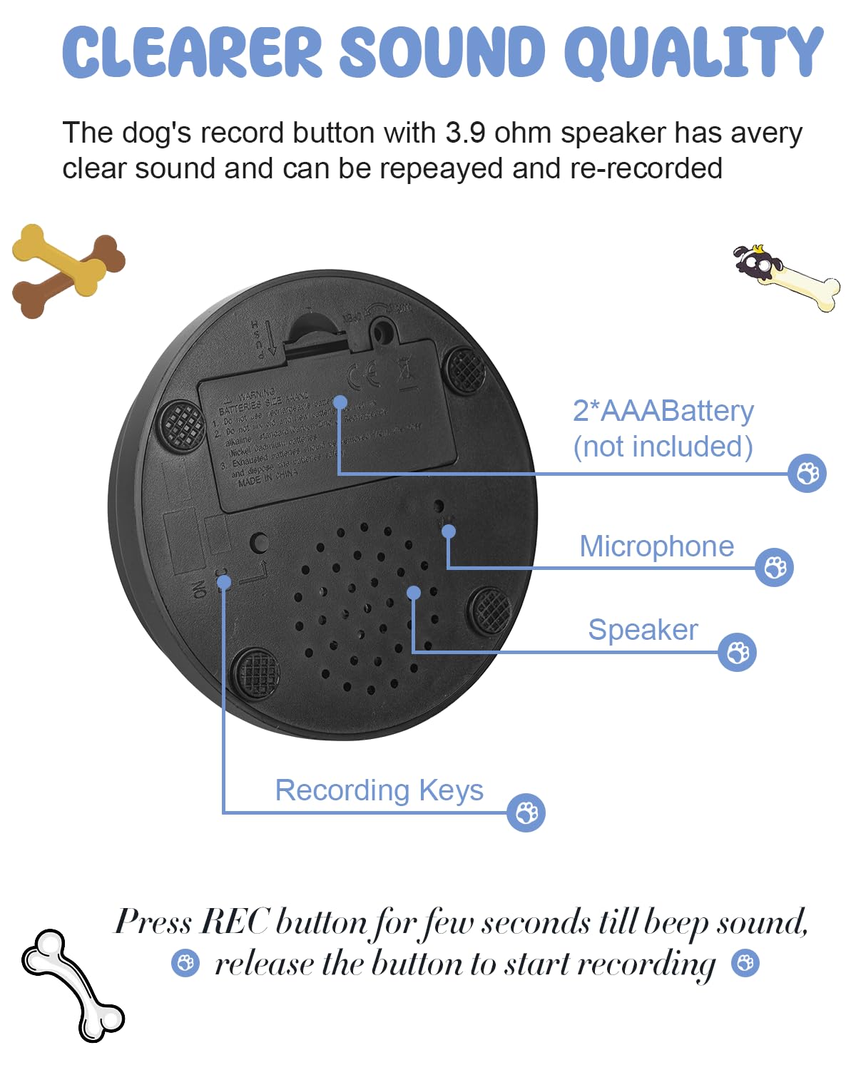 Dog Buttons for Communication, 8 Pcs Dog Talking Button Set, 30s Recordable Voice Pet Buzzer Training Buttons, Speaking Button for Dogs with Waterproof Anti-Slip Dog Button Mat and 48 Scene Stickers