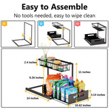 Under Sink Organizers and Storage 2 Tier Slide Out Kitchen Cabinet Organizer Sturdy Metal Bathroom Storage (Black, 1 Pack)