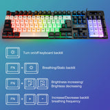 CHONCHOW LED Keyboard and Mouse, 104 Keys Rainbow Backlit Keyboard and 7 Color RGB Mouse, White Gaming Keyboard and Mouse Combo for PC Laptop Xbox PS4 Gamers and Work