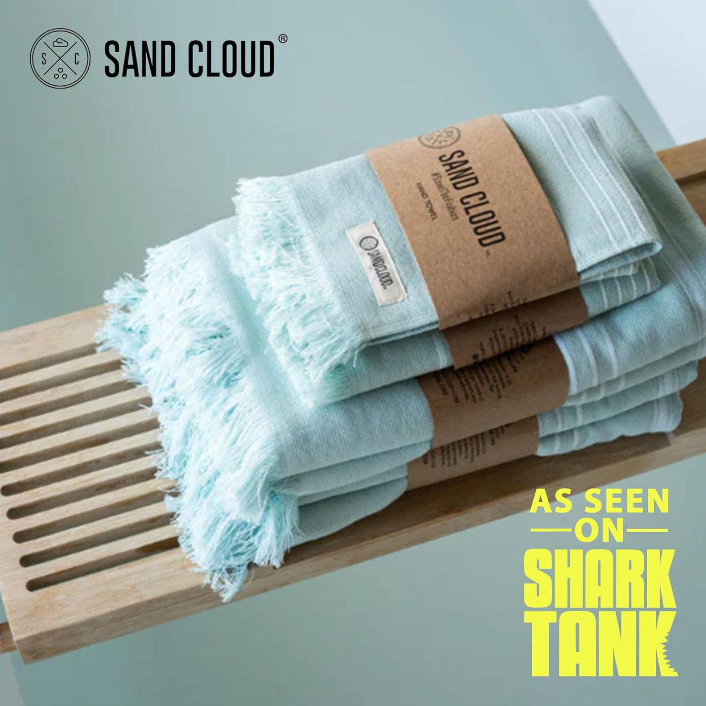 Sand Cloud Turkish Bath Towels Bundle for Bathroom, Set of 4 (Classic Green) - Large Size - 100% Certified Organic Cotton Yarn is Lightweight, Soft & Absorbent - Premium Bath Towels Dry Faster