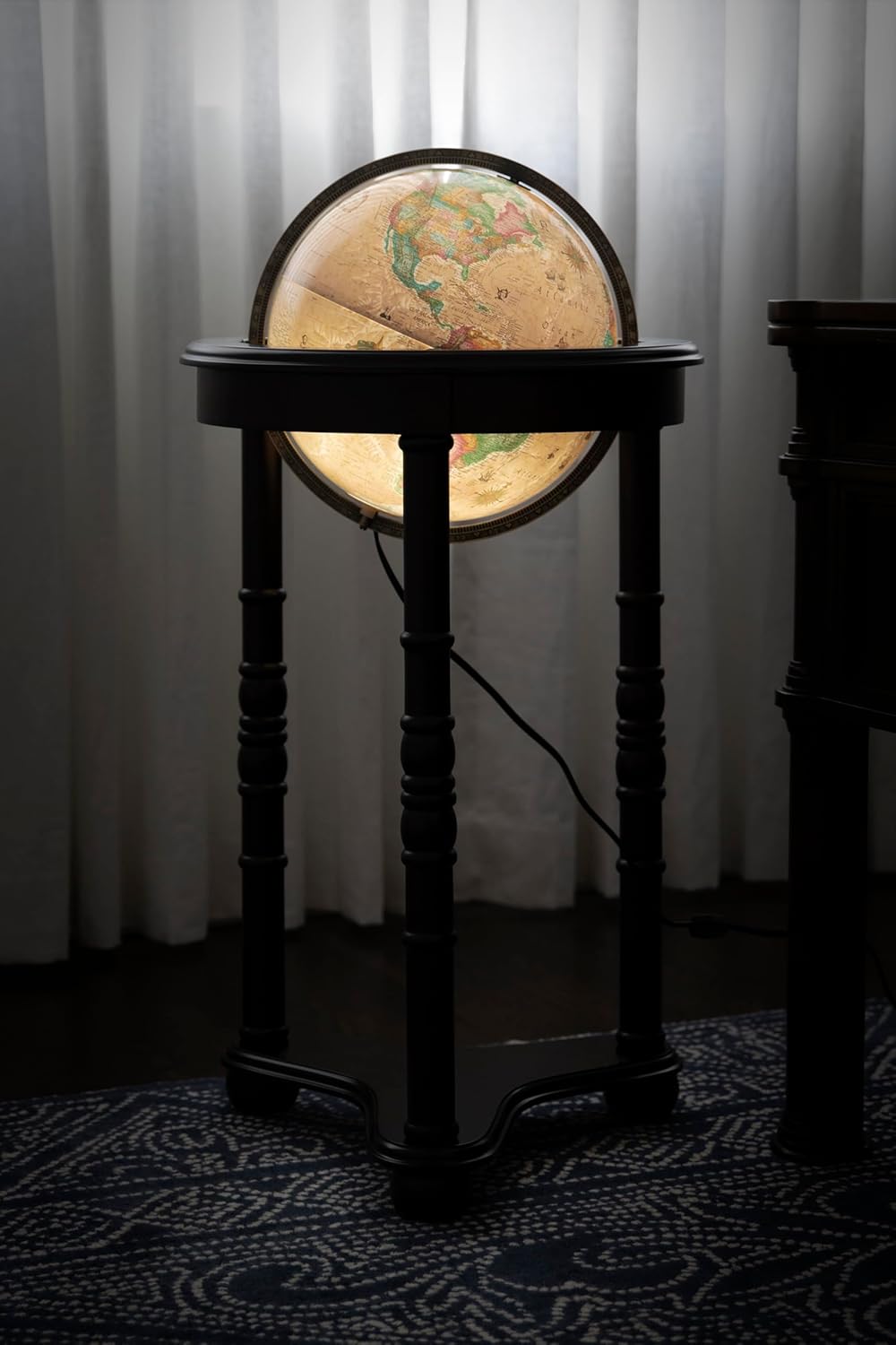 Replogle Lancaster—Bronze Metallic, Dark Cherry Wood Finish, Floor Model Globe, Perfect for Anyone Looking for a Elegant Floor Standing Globe That Fits Small Spaces (12"/30 cm diameter)