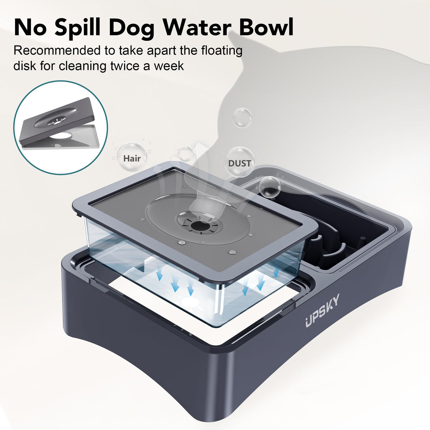 UPSKY 2-in-1 Elevated Dog Bowls Slow Feeder, 4 Height Adjustable Raised Bowls Stand, No Spill Dog Water Bowls, Anti-Slip Food and Water Bowl for Small Medium Dogs(Not Include Stainless Steel Bowl)