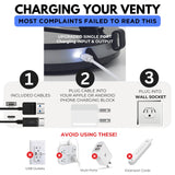 VENTY Original Portable Fan - Wireless Battery Operated Fan With 4 Speeds, LED Lighting, Carry Case & Remote Control - Premium Travel Rechargeable Fan & Power Bank With USB & USB-C Ports (Black)