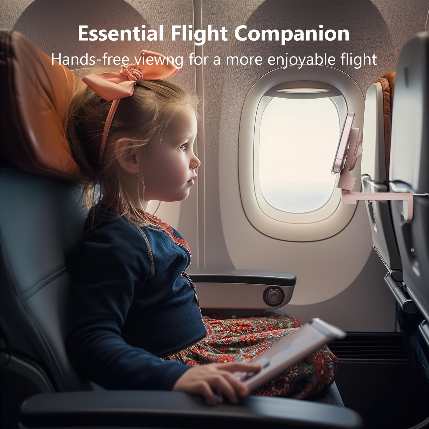 MiiKARE Airplane Travel Essentials Phone Holder, Universal Handsfree Phone Mount for Flying with 360 Degree Rotation, Accessory for Airplane, Travel Must Haves Phone Stand for Desk, Tray Table