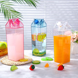Remerry 3 Pcs Milk Carton Water Bottle Square Plastic Coffee Portable Reusable Milk Carton Cup Leakproof Juice Bottle