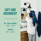 Sand Cloud Turkish Bath Towels Bundle for Bathroom, Set of 4 (Classic Green) - Large Size - 100% Certified Organic Cotton Yarn is Lightweight, Soft & Absorbent - Premium Bath Towels Dry Faster