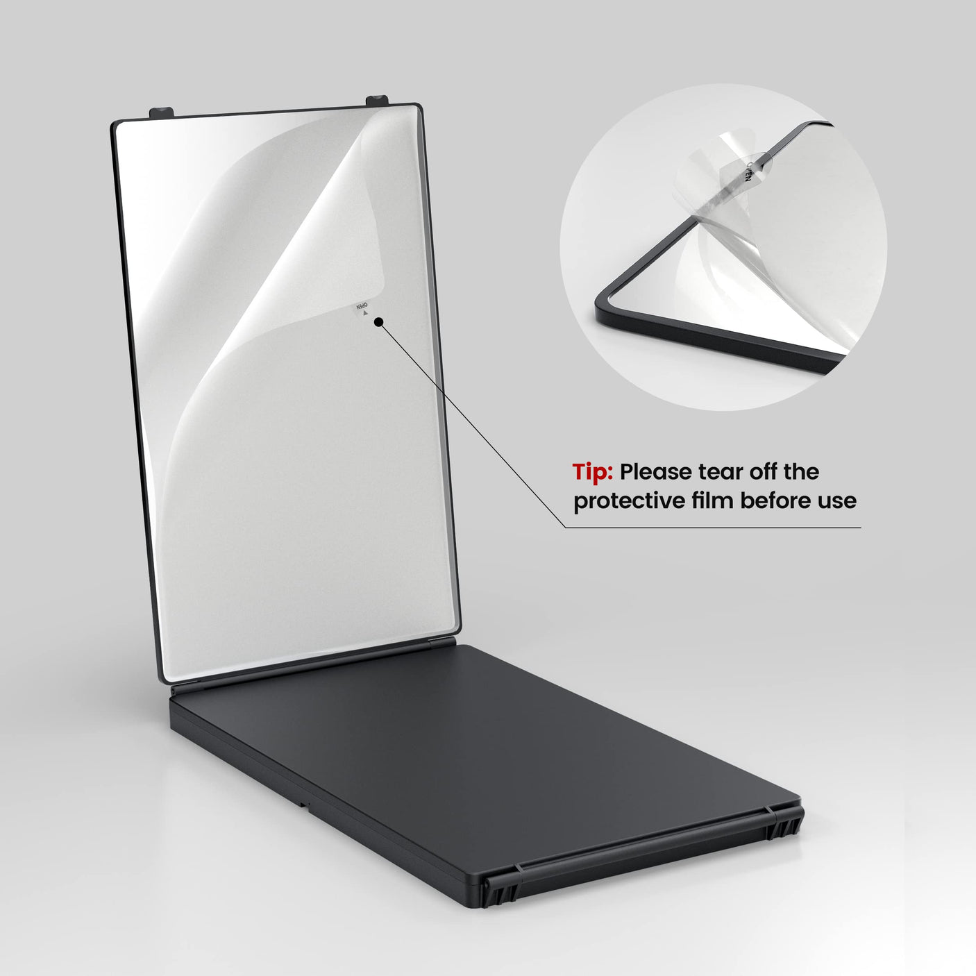 JUSRON 360 Viewing Angle Self Hair Cutting Mirror, Clear Anti-Fog HD Glass (Black Without LED Without Accessories)