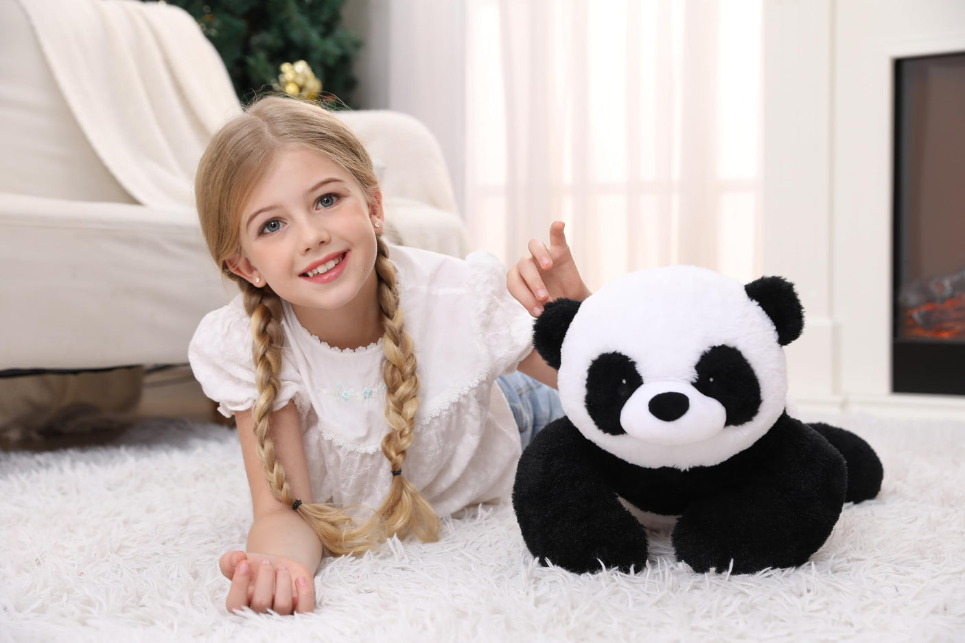 5 lbs, 24 inches Panda Weighted Stuffed Animals, Cuddly Weighted Panda Plush Pillow Giant Plushie Ideal Gift for Adults & Kids