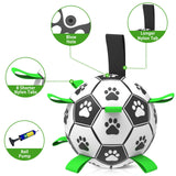 QDAN Premium Dog Toys Balls, Dog Soccer Ball with Straps, Dog Birthday Gifts, Herding Ball, Durable Balls for Small Medium Pet, Puppy Outdoor Toy, Pet Training Soccer Ball, World Cup Soccer (6 Inch)