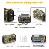 NOAA Weather Radio, Emergency Hand Crank Radio with Solar Charger, Portable Battery Operated AM FM Shortwave Radio with LED Flashlight, USB Charger, Earbud Jack, SOS Alert for Home Survival Hurricane