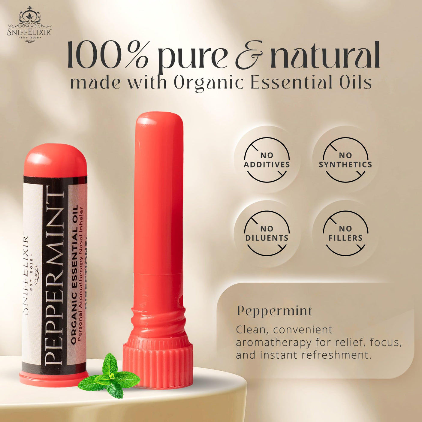 Nasal Stick Inhaler Lavender Nasal Aromatherapy Inhaler - Natural Essential Oil Inhaler for Calm Mind, Mood Boost Nausea Inhaler Relaxation Gifts Nasal Inhaler Stick Portable Nasal Inhalers for Adults