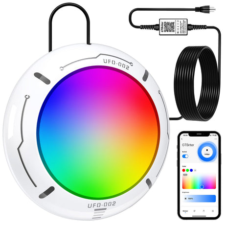 Above Ground Pool Lights with APP Control 20W RGB Dimmable LED Pool Lights with Suction Cups and Built-in Magnets 12V Underwater Pool Light for Above ground Inground Pools IP68 Waterproof 28FT Cord B