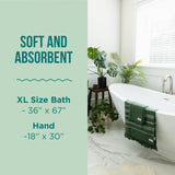 Sand Cloud Turkish Bath Towels Bundle for Bathroom, Set of 4 (Classic Green) - Large Size - 100% Certified Organic Cotton Yarn is Lightweight, Soft & Absorbent - Premium Bath Towels Dry Faster