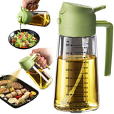 TrendPlain 16oz/470ml Glass Olive Oil Sprayer for Cooking - 2 in 1 Olive Oil Dispenser for Kitchen Gadgets, Air Fryer, Salad, and BBQ - Navy