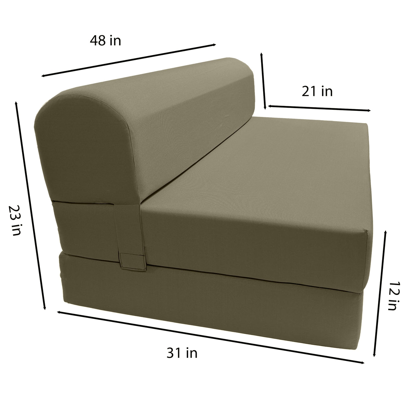 D&D Futon Furniture Sleeper Chair Folding Bed, Studio Sofa Guest Folded Mattress, High Density Foam (70 x 24 x 6, Navy Blue)