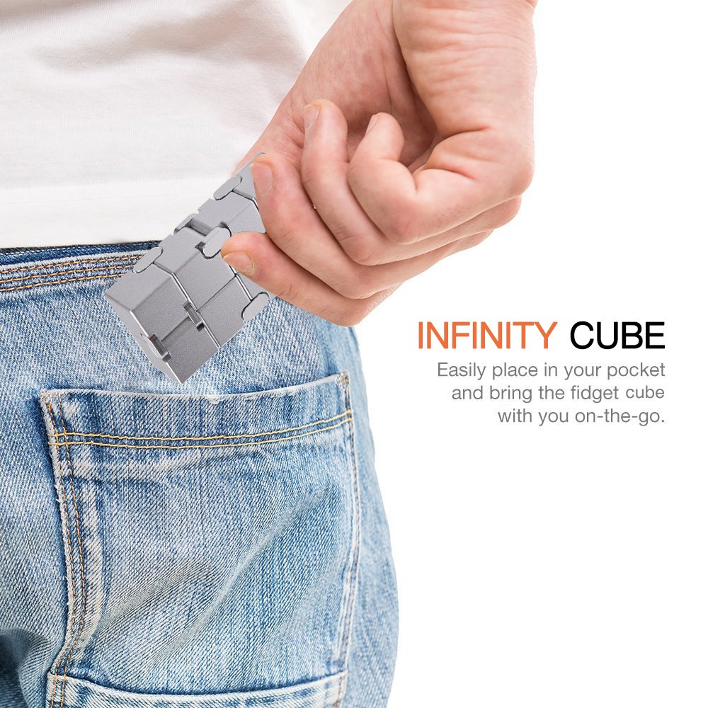 Fidget Cube New Version Fidget Finger Toys - Metal Infinity Cube Prime for Stress and Anxiety Relief/ADHD, Ultra Durable Sensory Gifts for Adults and Teens Kids