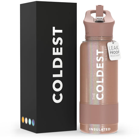 Coldest Insulated Water Bottle with Straw Lid - Stainless Steel Metal Thermos for Men & Women (Matte Black, 32 oz)