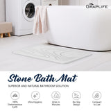 Stone Bath Mat, Diatomaceous Earth Shower Mat, Non-Slip Super Absorbent Quick Drying Bathroom Floor Mat, Natural, Easy to Clean (23.6 x 15.35 Darkgrey)