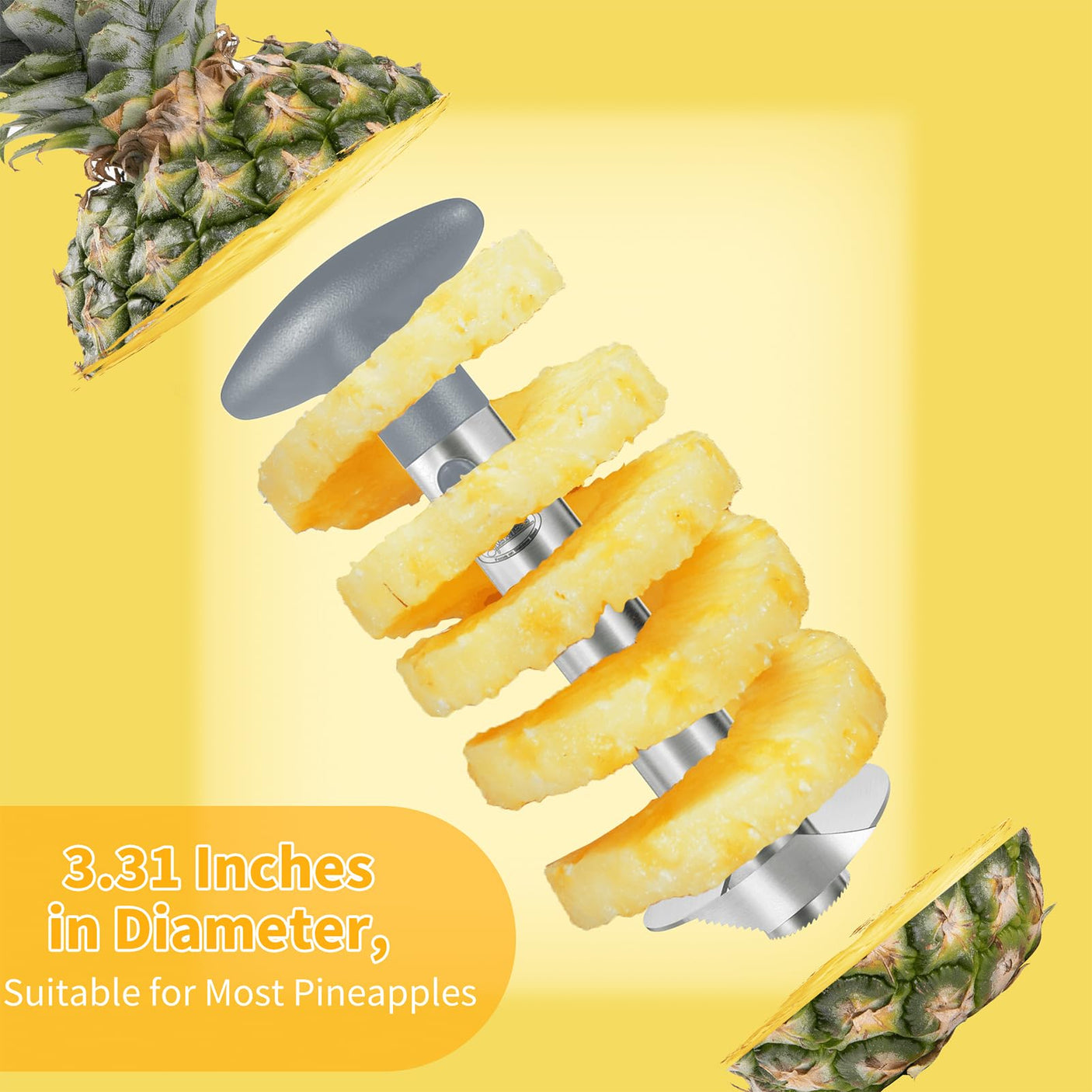 Pineapple Corer, [Upgraded, Reinforced, Thicker Blade] Newness Premium Pineapple Corer Remover (Black)
